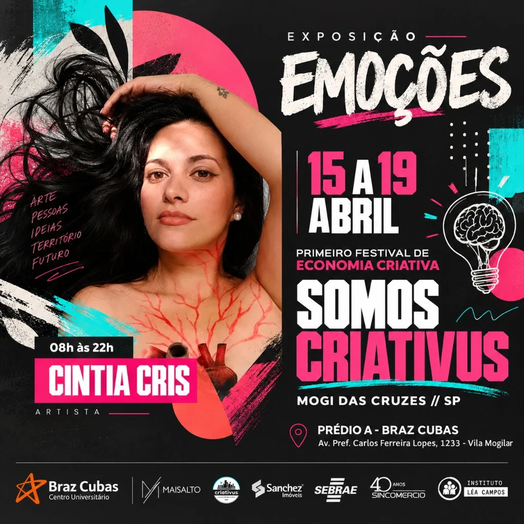 Poster for Exposição Emoções at the 1º Festival Somos CRIATIVUS
